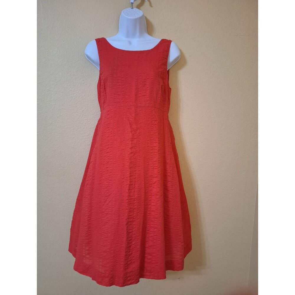 J. Crew Red Textured Sleeveless Button-Back Sundress Size 2 100%‎ Cotton Summer